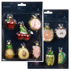 Zestaw Zawieszek Choinkowych - Szklane Owoce Mix 6 szt.