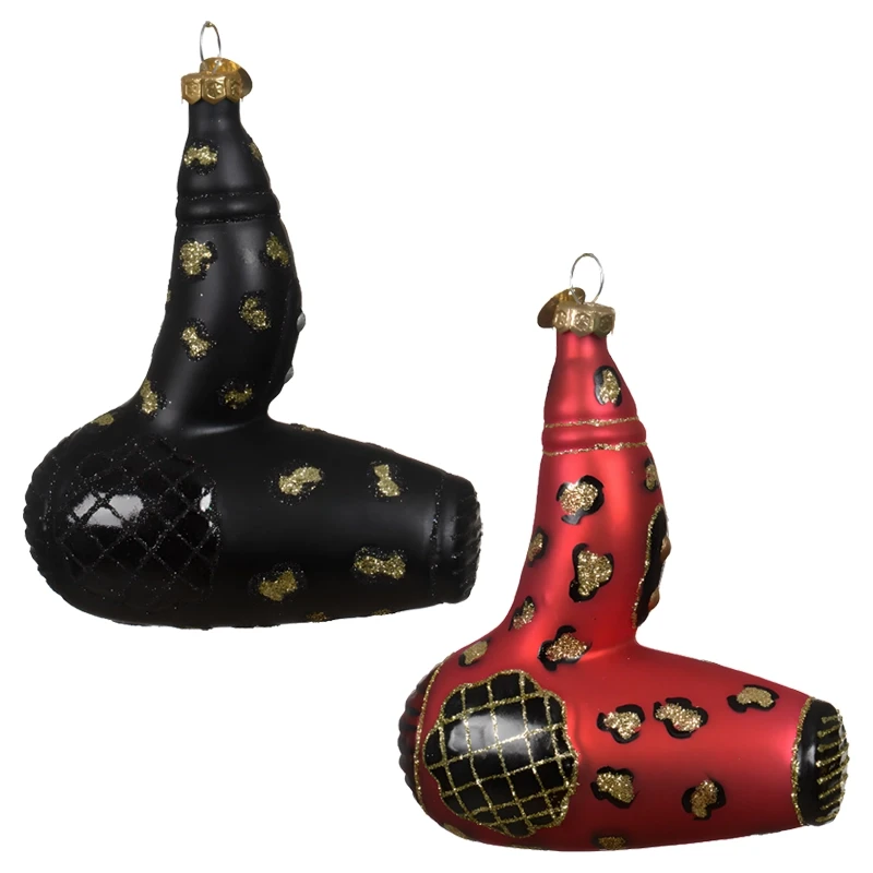 Szklana Zawieszka na choinkę - Suszarka do Włosów 12 cm fot.1