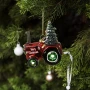 Szklana Kształtka Choinkowa - Traktor z choinką 9,7 cm