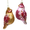 Zawieszka choinkowa -Ptaszki z kwiatami - Szklana bombka 12 cm  fot.1