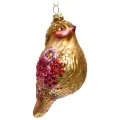 Zawieszka choinkowa -Ptaszki z kwiatami - Szklana bombka 12 cm  fot.3