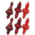 Szklane czerwone sople choinkowe - Zawieszki na choinkę kpl. 6 szt. 15 cm
