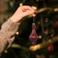 Szklane czerwone sople choinkowe - Zawieszki na choinkę kpl. 6 szt. 15 cm