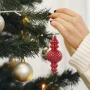 Szklane czerwone sople choinkowe - Zawieszki na choinkę kpl. 6 szt. 15 cm