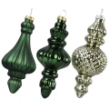 Zielone szklane sople choinkowe - Zawieszki na choinkę kpl. 6 szt. 15 cm