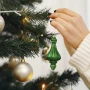 Zielone szklane sople choinkowe - Zawieszki na choinkę kpl. 6 szt. 15 cm