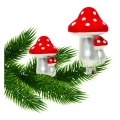 Czerwony muchomor na klipsie - Szklane ozdoby kpl. 6 szt. 12 cm