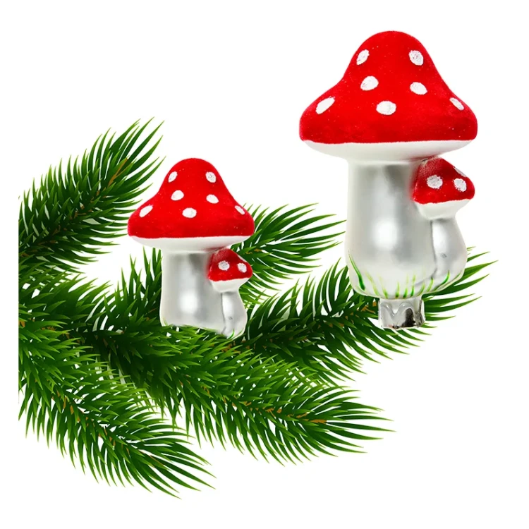 Czerwony muchomor na klipsie - Szklane ozdoby kpl. 6 szt. 12 cm