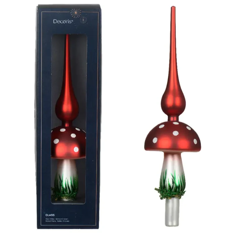 Szklany szpic choinkowy 31 cm - Czerwony Muchmor