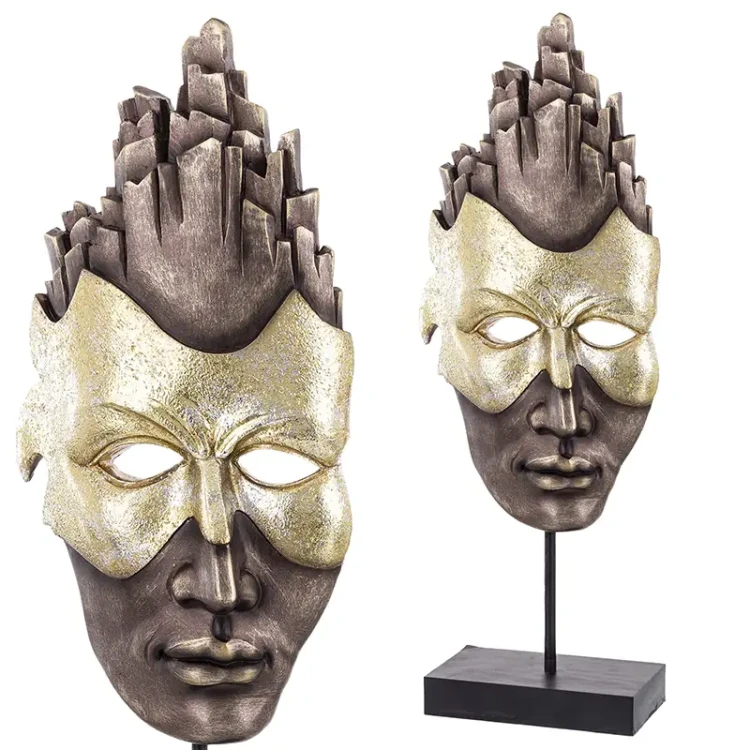 Figurka - Złoto-brązowa maska 44x17x8 cm