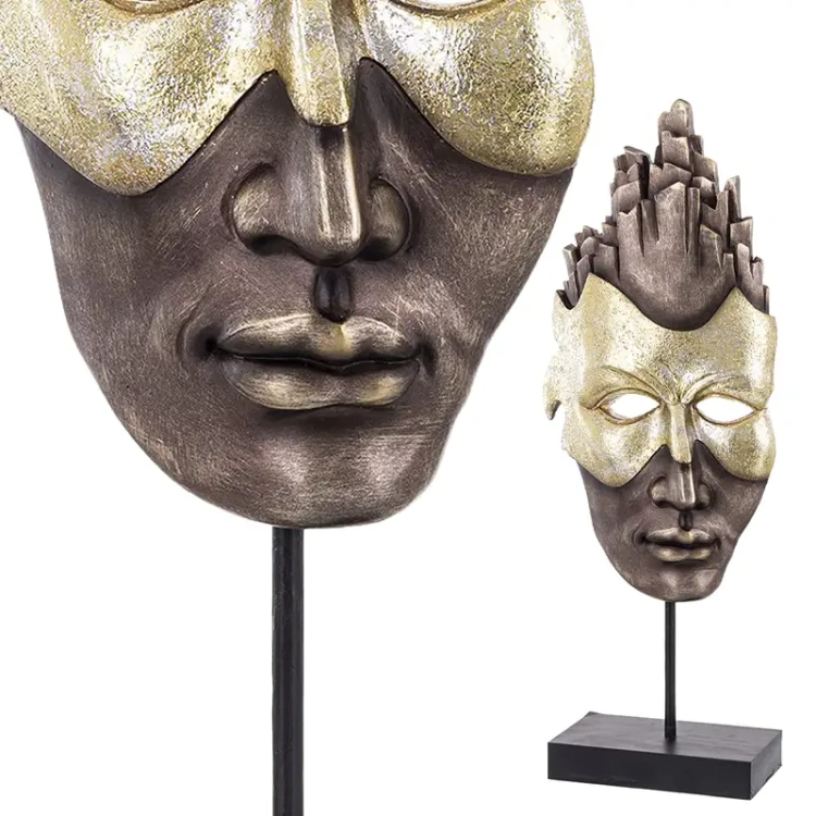 Figurka - Złoto-brązowa maska 44x17x8 cm