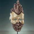 Figurka - Złoto-brązowa maska 44x17x8 cm