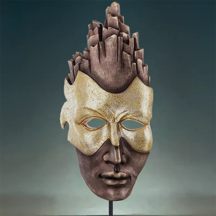 Figurka - Złoto-brązowa maska 44x17x8 cm