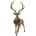 Brązowy Jeleń - Figurka dekoracyjna Glamour - 72x29x45 cm