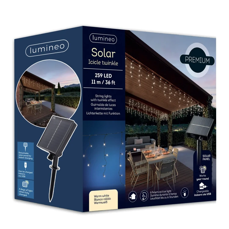 Kurtyna świetlana SOLARNA - 259 LED 11m Ciepły biały fot.3