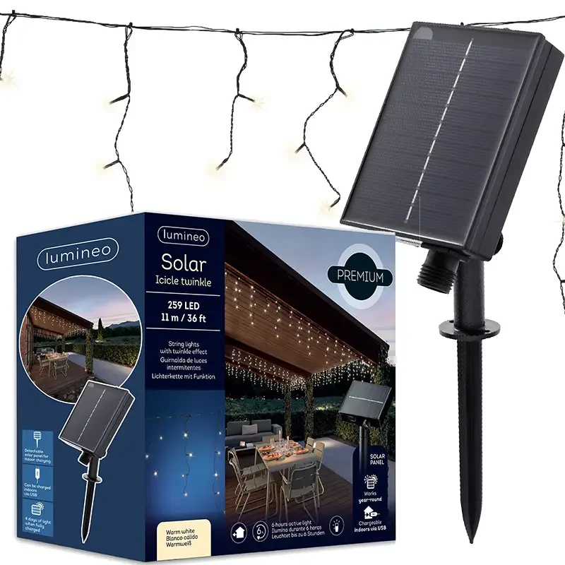 Kurtyna świetlana SOLARNA - 259 LED 11m Ciepły biały fot.1