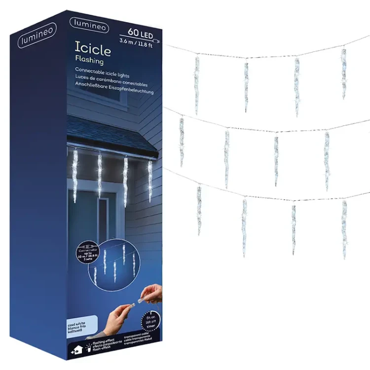 Sople świetlne 60 LED 3,6M - Zimny biały FLESH fot.1