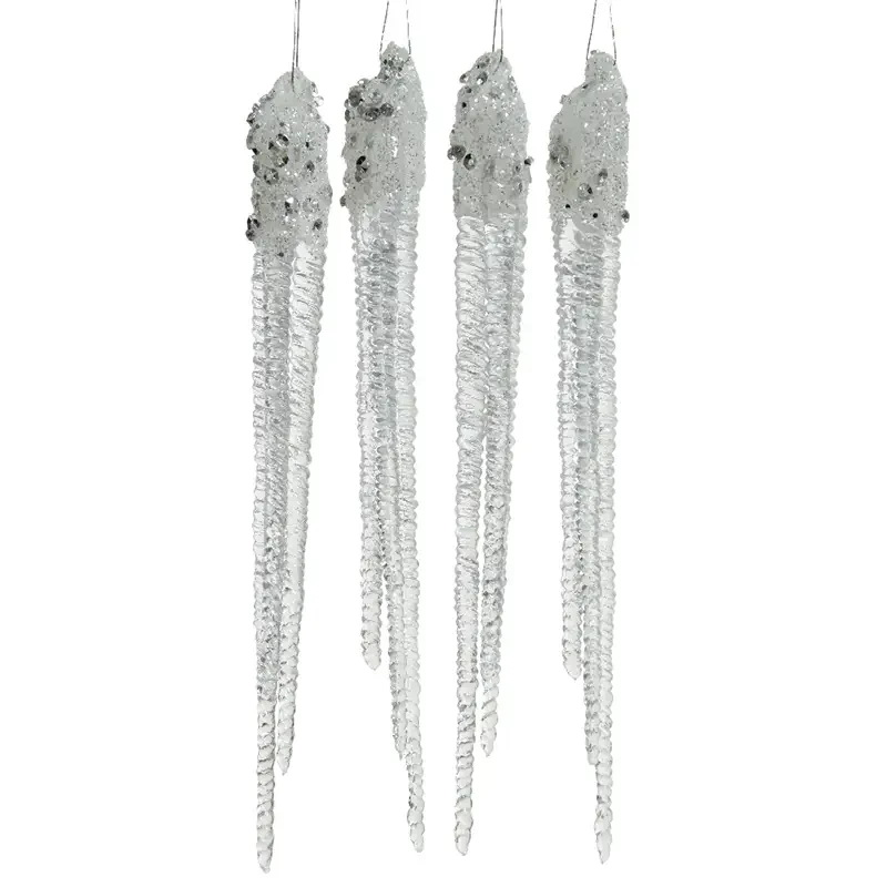 Brokatowe sople choinkowe - Zawieszki choinkowe kpl. 4 szt. 12,5 cm