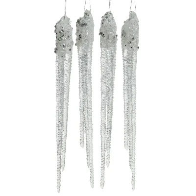 Brokatowe sople choinkowe - Zawieszki choinkowe kpl. 4 szt. 12,5 cm