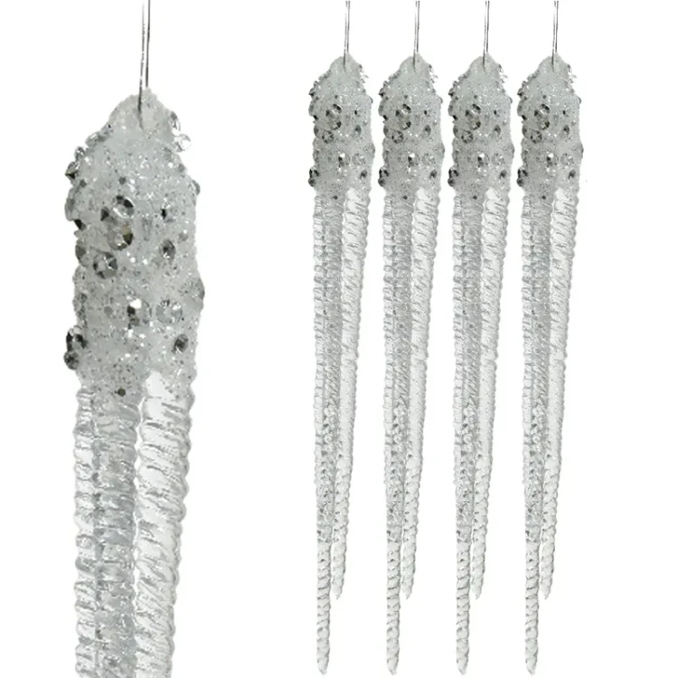 Brokatowe sople choinkowe - Zawieszki choinkowe kpl. 4 szt. 12,5 cm
