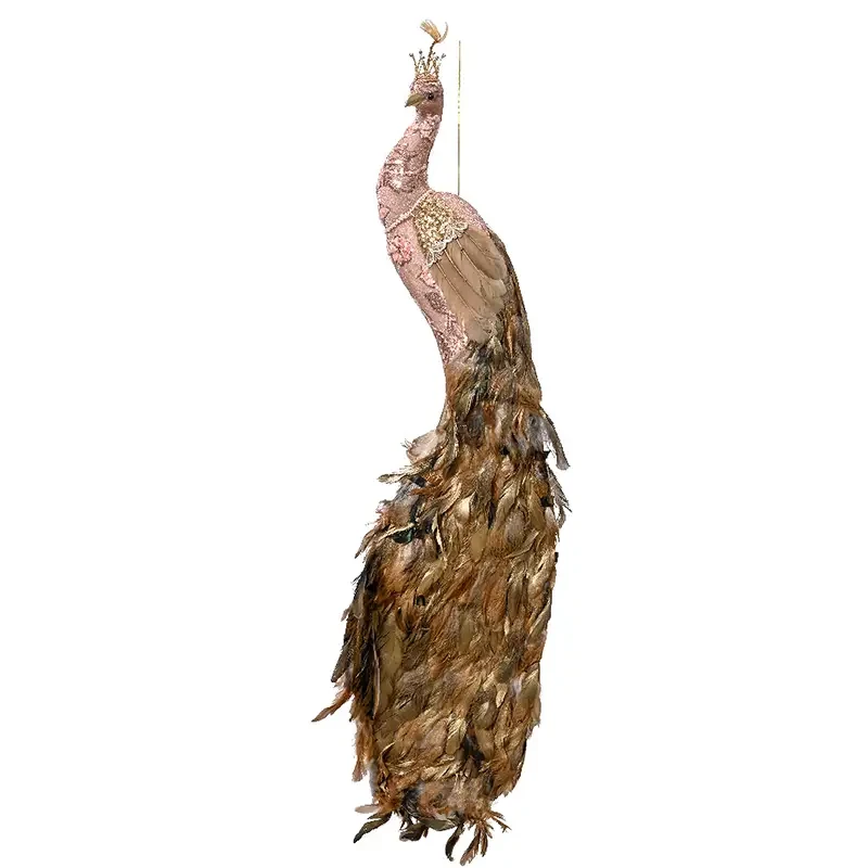 Aksamitny różowy Paw - Dekoracja ścienna 105 cm