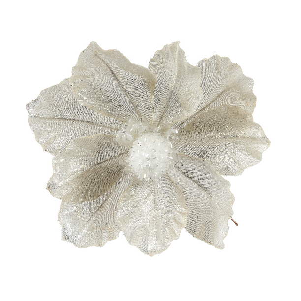 Kwiat na klipsie - biały H-11cm D-13cm biały