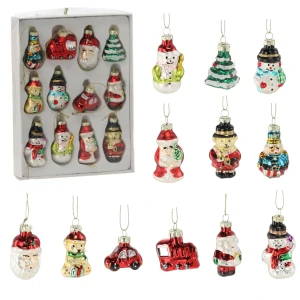 Zestaw bombek szklanych kształtek kpl. 12 szt.