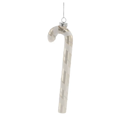 Ozdoba choinkowa szklana - laska cukrowa srebrna 5x1,5x17cm