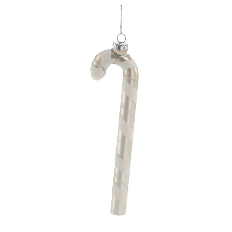 Ozdoba choinkowa szklana - laska cukrowa srebrna 5x1,5x17cm
