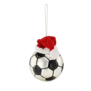 Piłka w czapce Mikołaja 6cm - szklana bombka