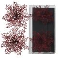 Poinsettia bordowa na klipsie 13cm wzór 3