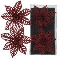 Poinsettia bordowa na klipsie 13cm wzór 2