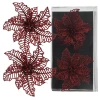 Poinsettia bordowa na klipsie 13cm wzór 1
