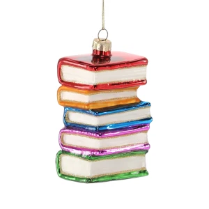 Stos książek - szklana bombka choinkowa 7,7x5,3cm