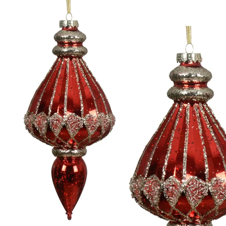 Finial - Plastikowa czerwono-złota zawieszka choinkowa 29 cm