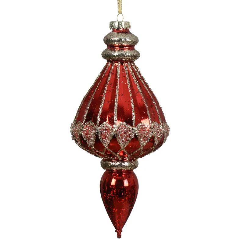Finial - Plastikowa czerwono-złota zawieszka choinkowa 29 cm