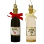 Wino - Szklana zawieszka choinkowa z kokardą - 13 cm