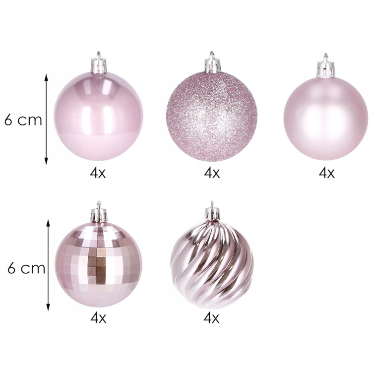 Bombki choinkowe 6cm 20 szt. różowe