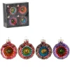 Bombki szklane PRL z reflektorami 6cm kpl. 4 szt. - mix kolor