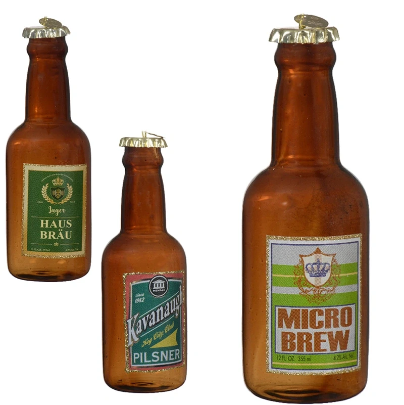 Szklane butelki - Zawieszki choinkowe kpl. 3 szt. 12,9 cm