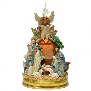 Pozytywka - Bożonarodzeniowa szopka z oświetleniem LED 41 cm