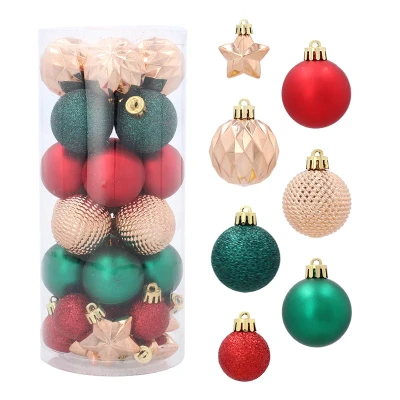 Wielokolorowe plastikowe bombki choinkowe 3-4 cm - 32 szt.