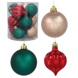 Wielokolorowe plastikowe bombki choinkowe 6 cm - 12 szt. 