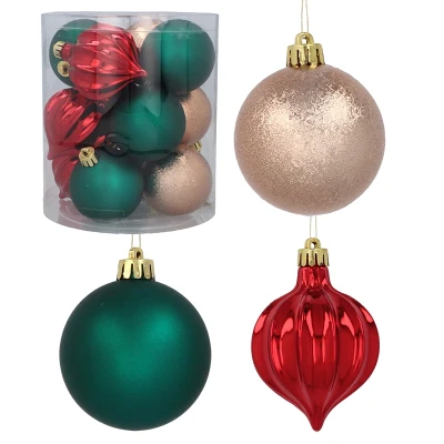 Wielokolorowe plastikowe bombki choinkowe 6 cm - 12 szt.