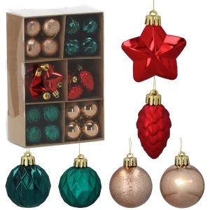 Wielokolorowe plastikowe bombki choinkowe 4-6 cm 47 szt.