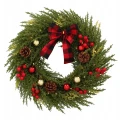 Świąteczny zielony Wieniec z oświetleniem - 40 cm 40 LED