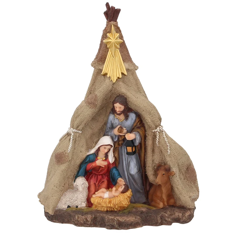 Szopka Bożonarodzeniowa - Święta Rodzina w namiocie 21,5 cm