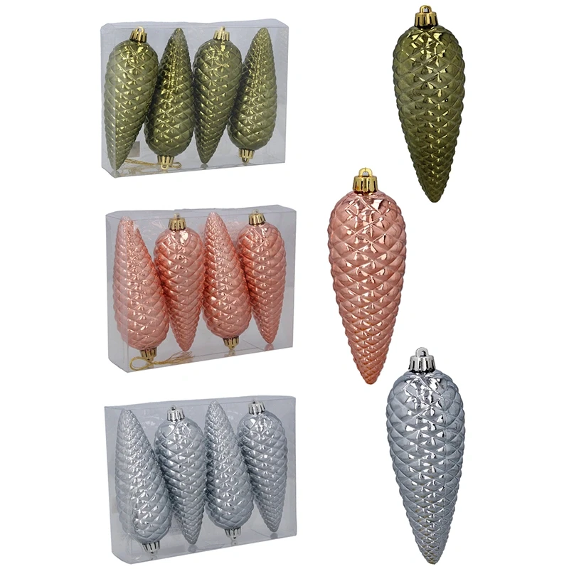 Szyszki choinkowe 14 cm - Zawieszki choinkowe kpl. 4 szt. mix