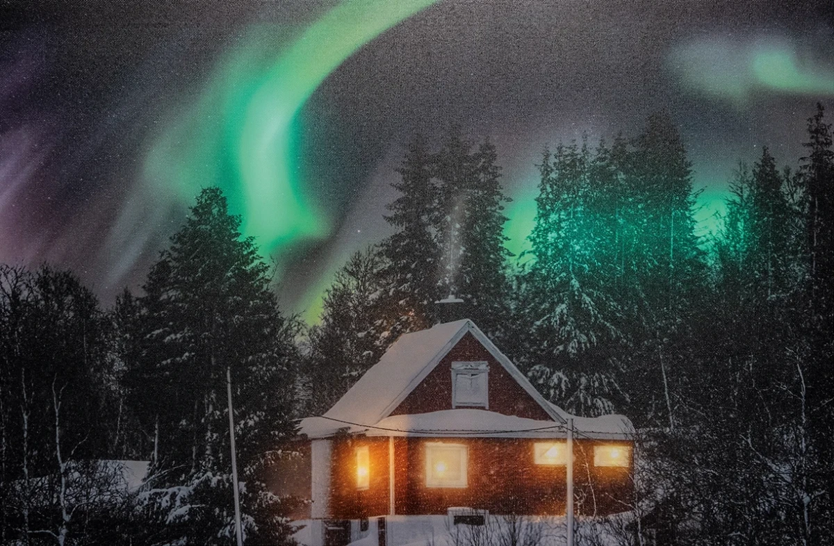 Świecący obraz 58x38 cm Zorza Polarna