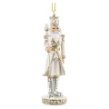 Zawieszka choinkowa - Biało-złoty dziadek do orzechów 10,5 cm